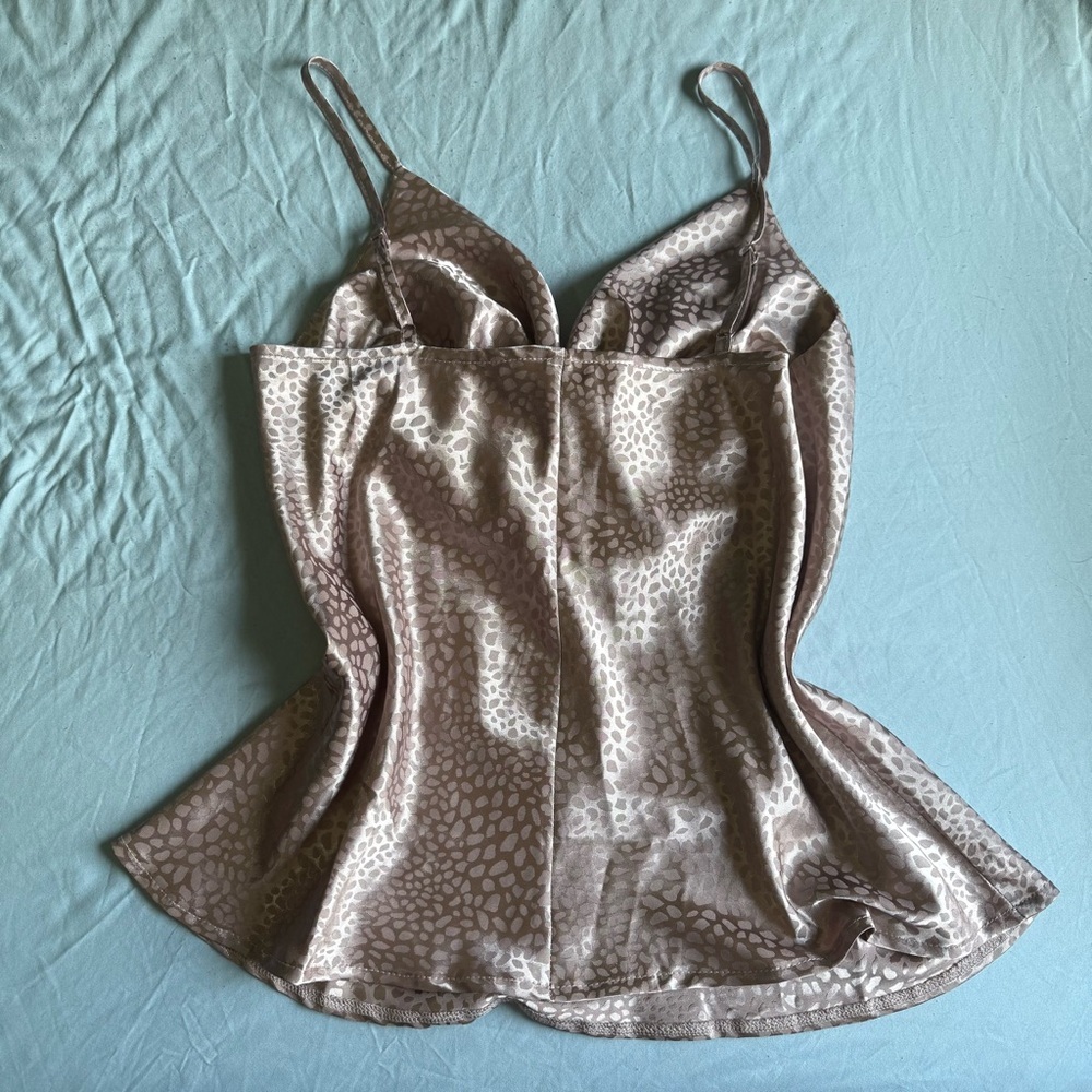 glam Taupe Leopard-Print Satin Cowl Neck Camisole - Picture 3 of 5
